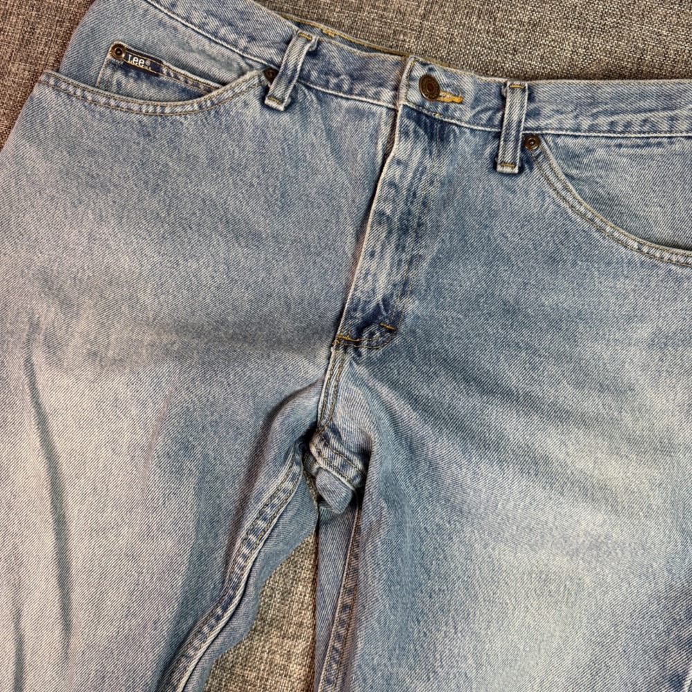 Mens‎ Lee Regular Fit Jeans 36x29 Light Wash Blue Straight Leg 100% Cotton